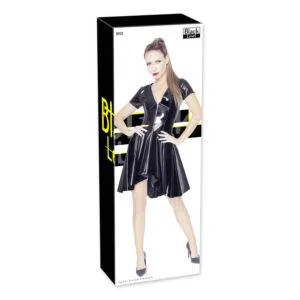 Vinyl Kjole med Plissering og Asymmetrisk Snit