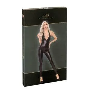 Noir Wetlook Catsuit med Halterneck