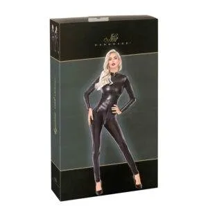 Noir Wetlook Jumpsuit med Slangeskind Look