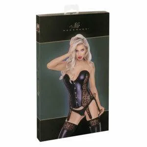 Noir Wetlook Bustier med Leopard Look