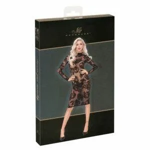 Noir Lingeri Kjole med Fløjl Flock Print