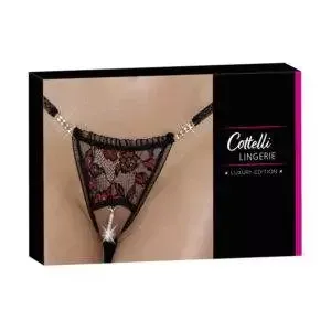 Perle Trusser i sort og rød med guldfarvede kæder