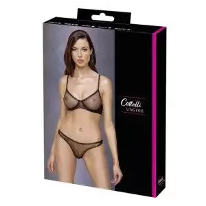 BH sæt i Transparent med Guld Farvet Glimmer