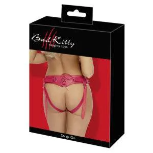 Bad Kitty Strap-On harness i Rød Læder Look