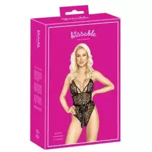 Kissable Blonde Body i Sort med Satin Sløjfe