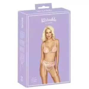 Kissable Lingeri Sæt i Rosa med Blondekanter