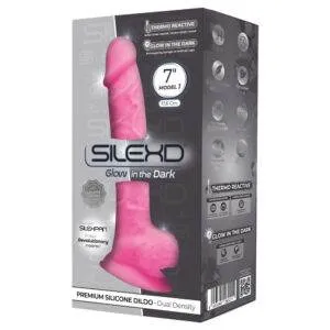 SileXD Silikone dildo med Sugekop Selvlysende Overflade