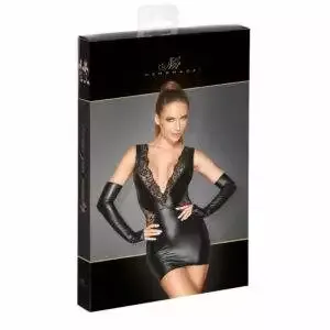 Noir Wetlook Kjole med Blonder