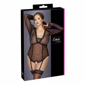 Plus Size Nylon Blonde Body med Strømpeholdere