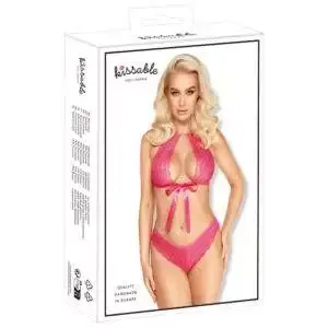 Kissable Blonde BH Sæt med Satin Sløjfe i Pink