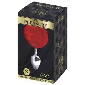 Alive Metal Anal Fluffy Plug Med Rød Kanin Hale