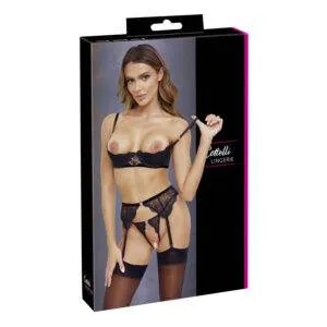 3-delt Lingeri sæt i Sorte Blonder