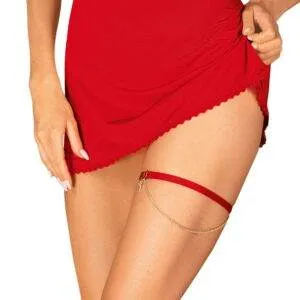 Obsessive Ingridia Strømpebånd med Kæde og Smykkedetaljer