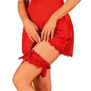 Amor Cherris Strømpebånd i Røde Blonder