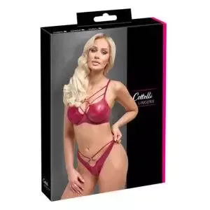 BH Sæt i Rød Wetlook med Stringdetaljer