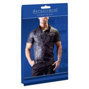 Skjorte til ham i Sort læderlook