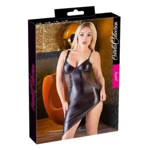 Wetlook Kjole med Broderinger og Gennemsigtige Sider