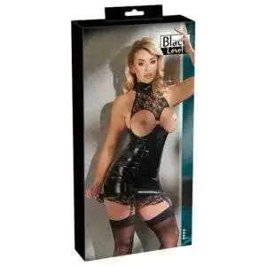 Lak Lingerikjole med Blonder og Strømpeholdere