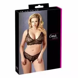 Plus Size Blonde BH og Trusse med Åben Skridt