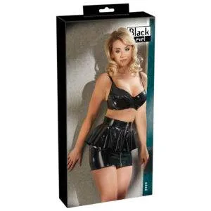 Lak Nederdel med Peplum og Lynlås