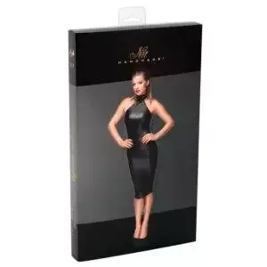 Noir Wetlook Kjole med Halskrave