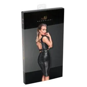 Noir Wetlook Nederdel med Snører