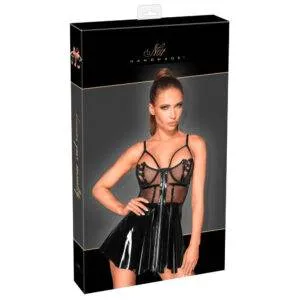 Noir Bustier Kjole i Lak & Net