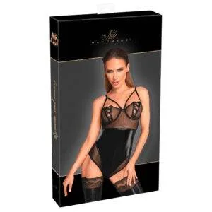 Noir Lak Body med Net, Broderinger & Cage Straps