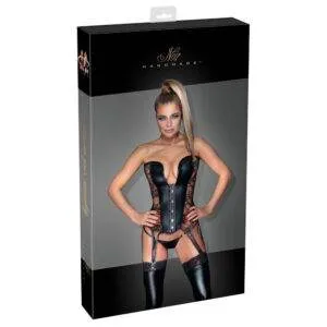 Noir Handmade Wetlook Corsage med Blonder