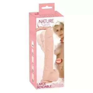 Nature Skin Large Bendable Dildo 30 cm med Sugekop