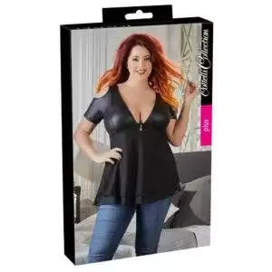 Wetlook Top i Plus Size med Chiffon