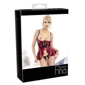 Abierta Fina Isabella Wetlook Longline BH i Rød med Trusser